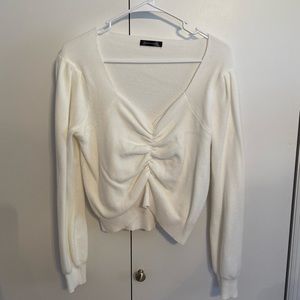 White scrunch cropped sweater size XL